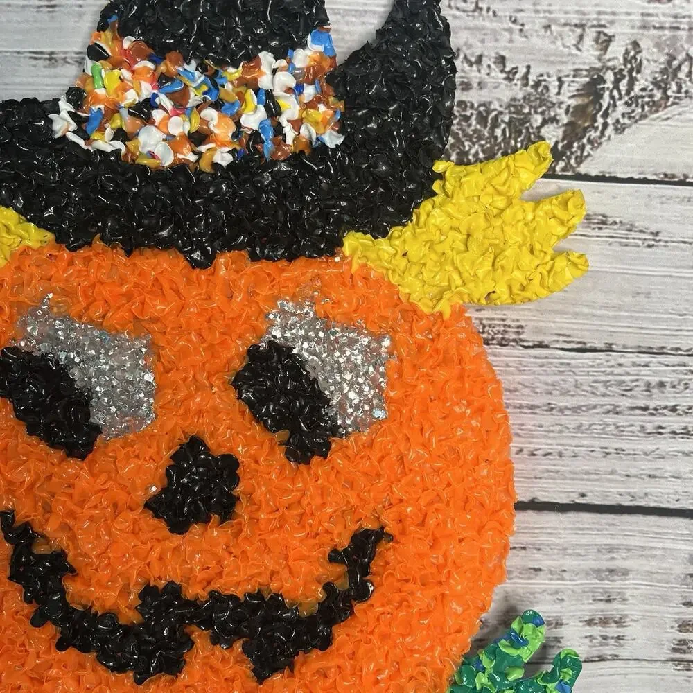 Vintage Halloween Melted Plastic Popcorn‎ Confetti Pumpkin Jack O Lantern